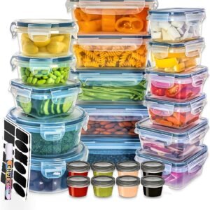 24pc bpa free food storage container set with leakproof lids includes labels!