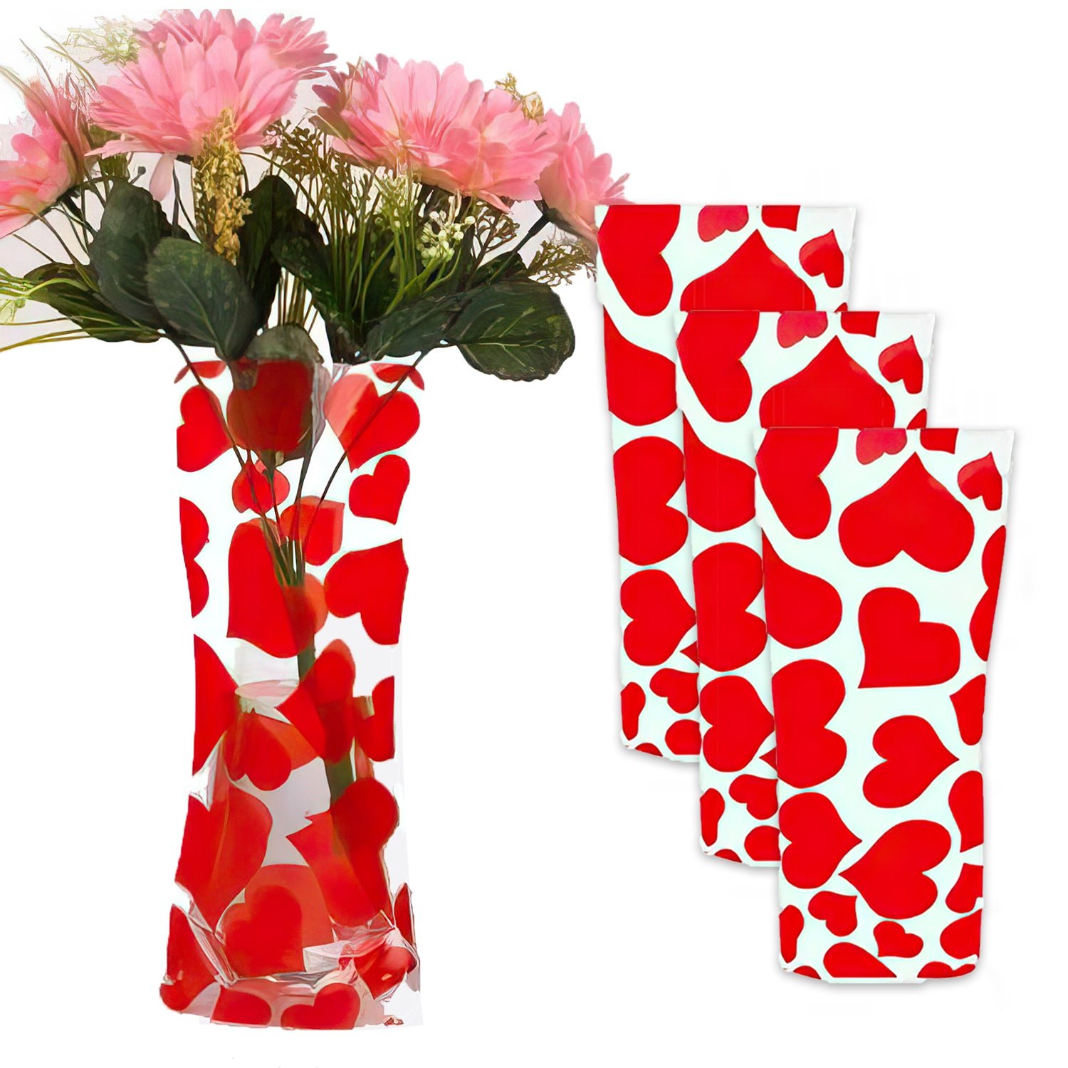 3pk foldable plastic flower vase – reusable, space saving event decor