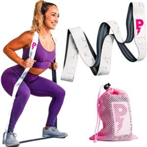 84" premium non slip long resistance band – white marble, with carrying pouch