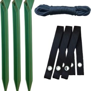 heavy duty tree stake kit – 3 x 12" stakes, straps & 30ft rope