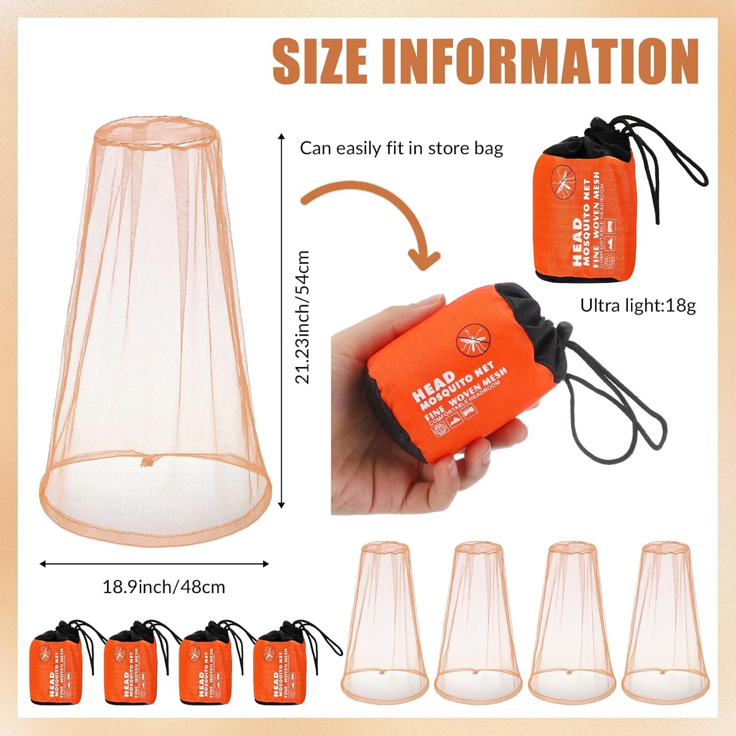 4pk mosquito head net – breathable nylon mesh face & neck protection with drawstring carry bags 4pk mosquito head net – breathable nylon mesh face & neck protection with drawstring carry bags