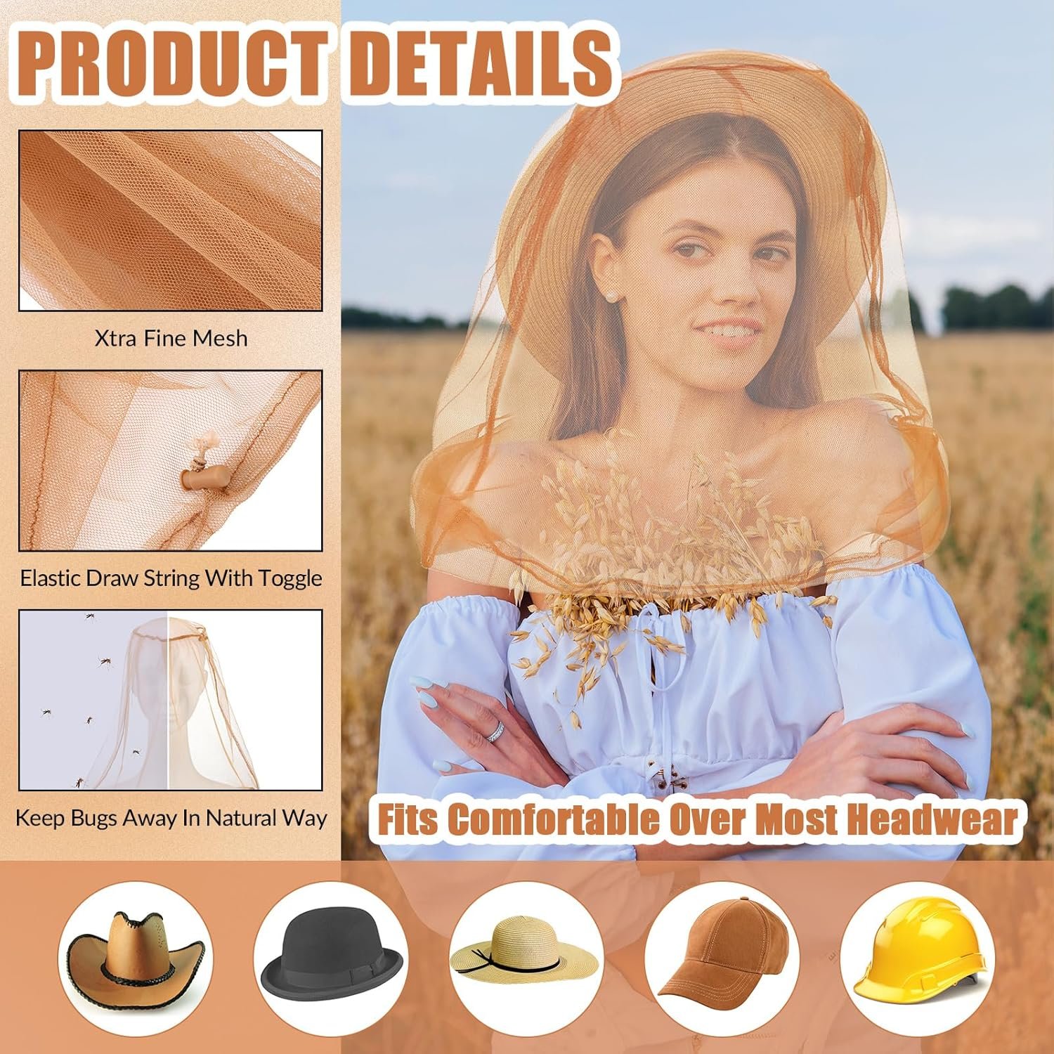 4pk mosquito head net – breathable nylon mesh face & neck protection with drawstring carry bags 4pk mosquito head net – breathable nylon mesh face & neck protection with drawstring carry bags