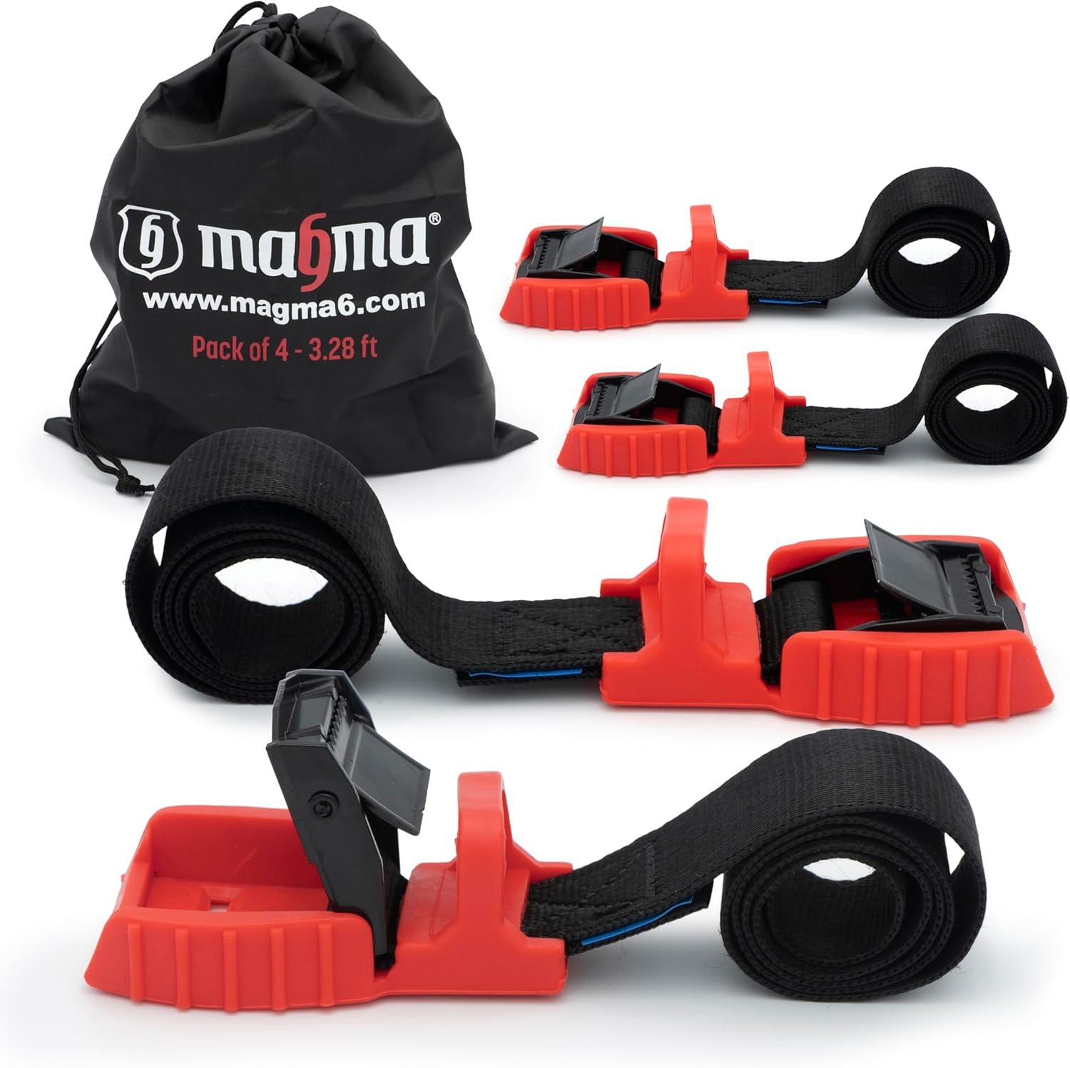 4pk magma 1" x 3.3' heavy duty cam buckle lashing straps