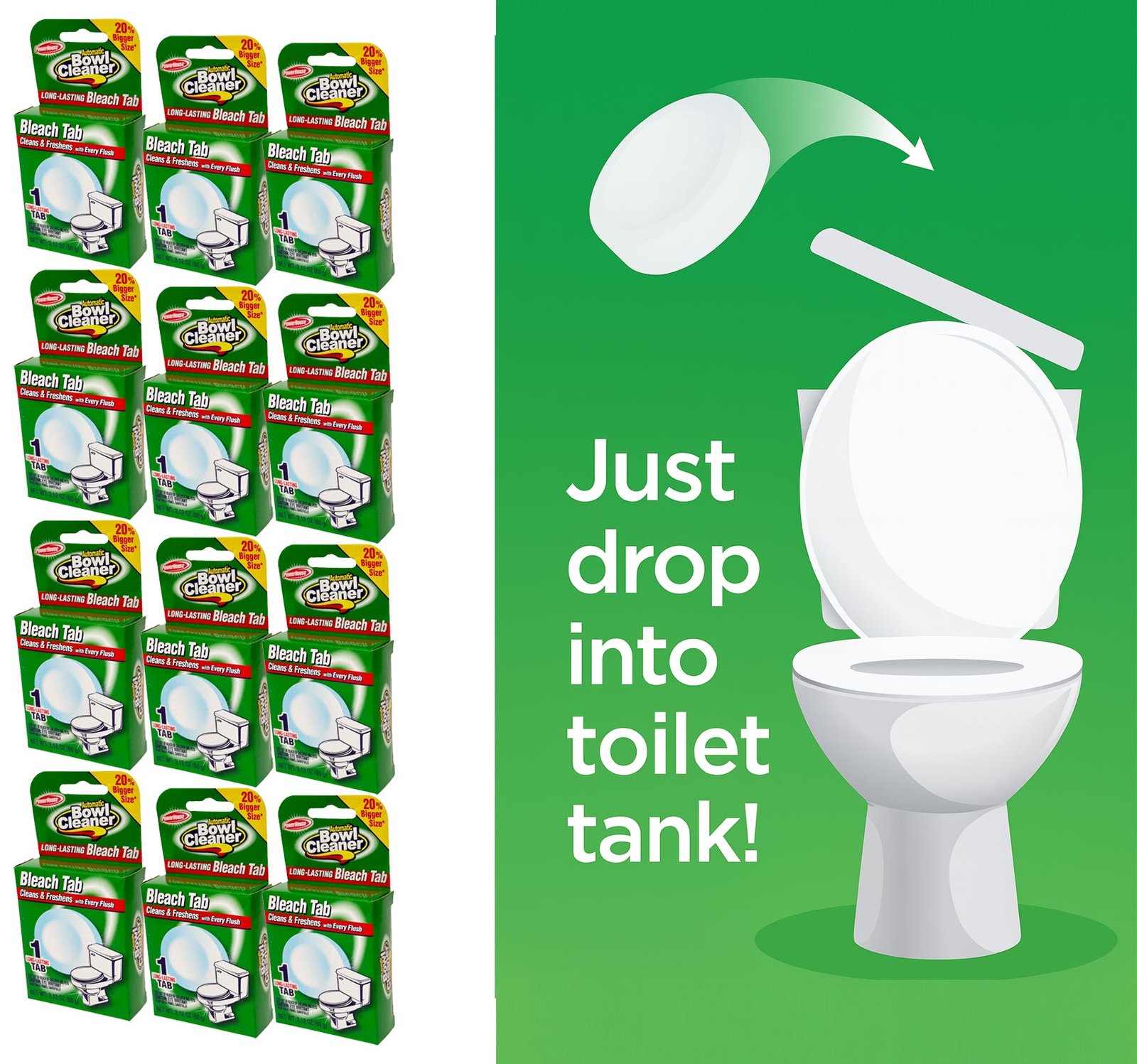12pk powerhouse automatic toilet bowl cleaner – bleaches with every flush, septic safe 12pk powerhouse automatic toilet bowl cleaner – bleaches with every flush, septic safe