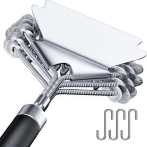 stainless steel grill brush with scraper – heat resistant bbq cleaner , 17″ handle
