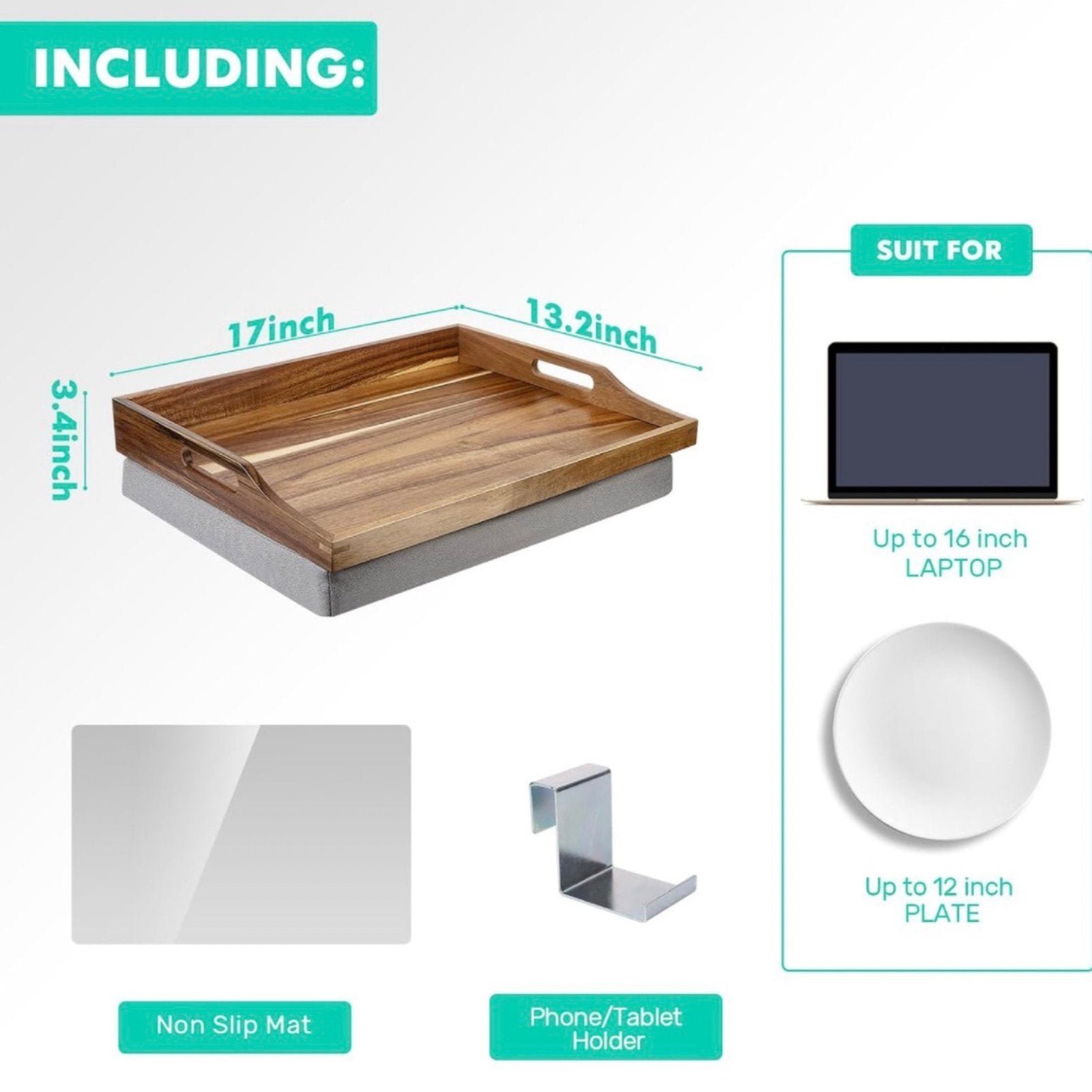 acacia wood lap desk with cushion – detachable tray table for your bed, couch or recliner! acacia wood lap desk with cushion – detachable tray table for your bed, couch or recliner!