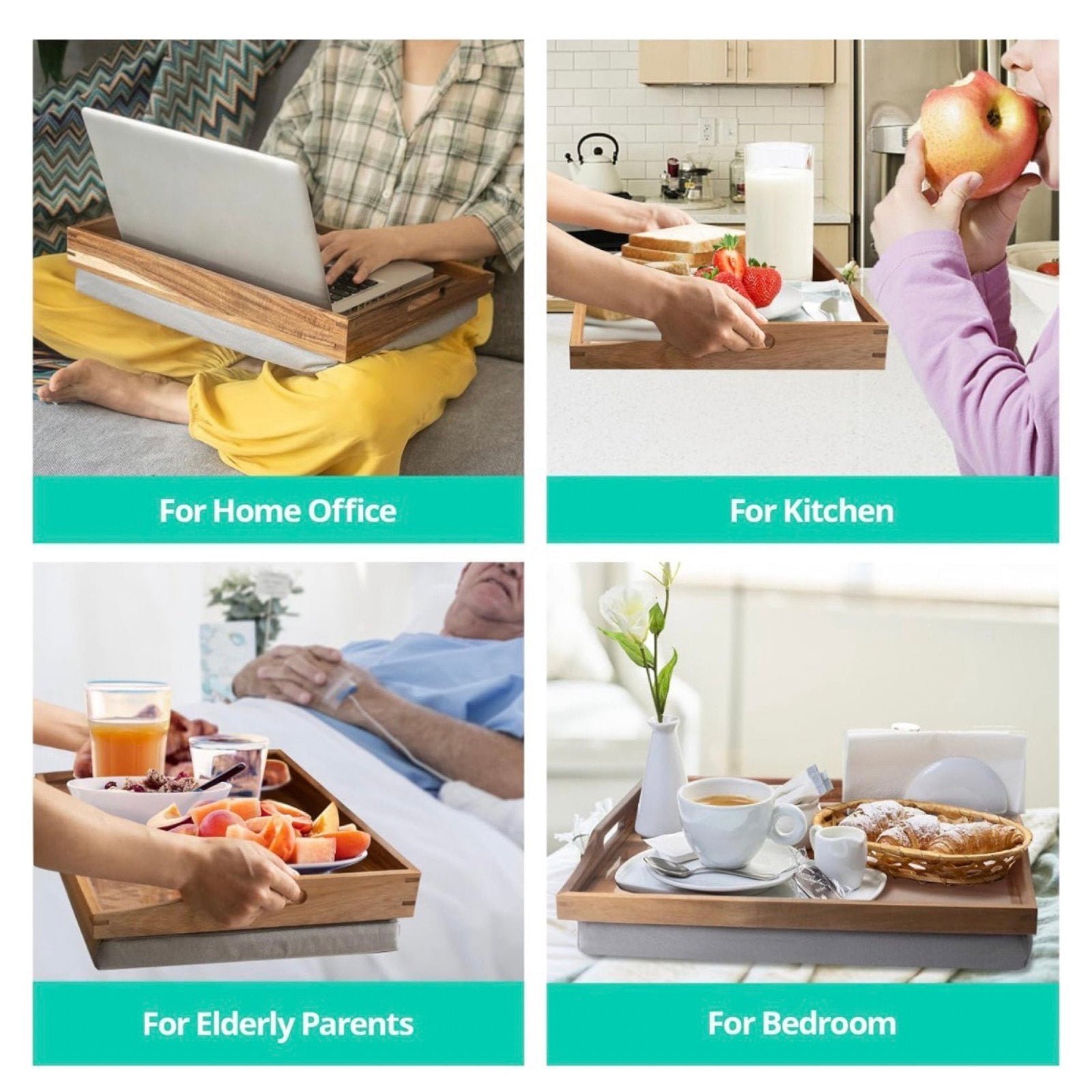 acacia wood lap desk with cushion – detachable tray table for your bed, couch or recliner! acacia wood lap desk with cushion – detachable tray table for your bed, couch or recliner!