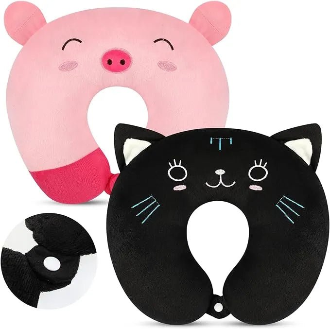 2pk cat & pig kids travel pillows, help your kiddos travel in style adorable!